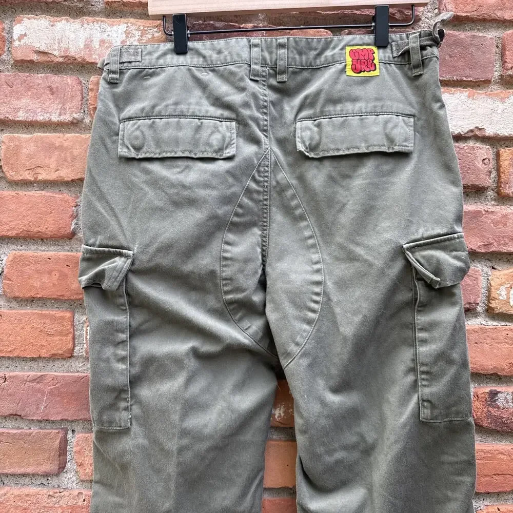 EMPYRE RELAX CARGO PANTS GREEN MENS SIZE 30x26 MILITARY SKATE Y2K BUTTON FLY